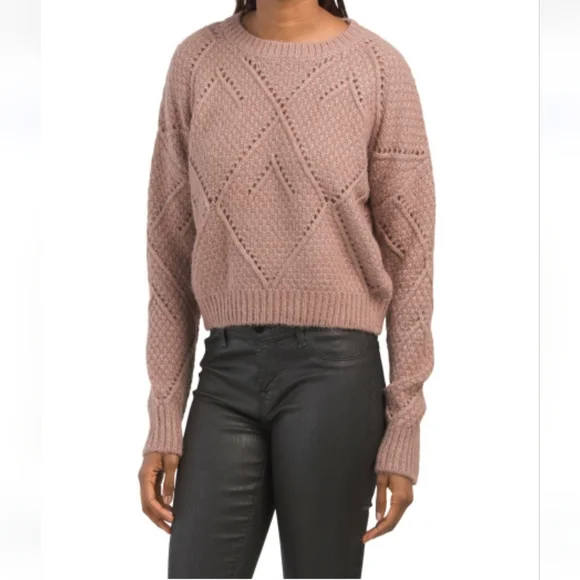 NWT KAISLEY | Long Sleeve Textured Pointelle Crew Neck Sweater - Picture 1 of 1